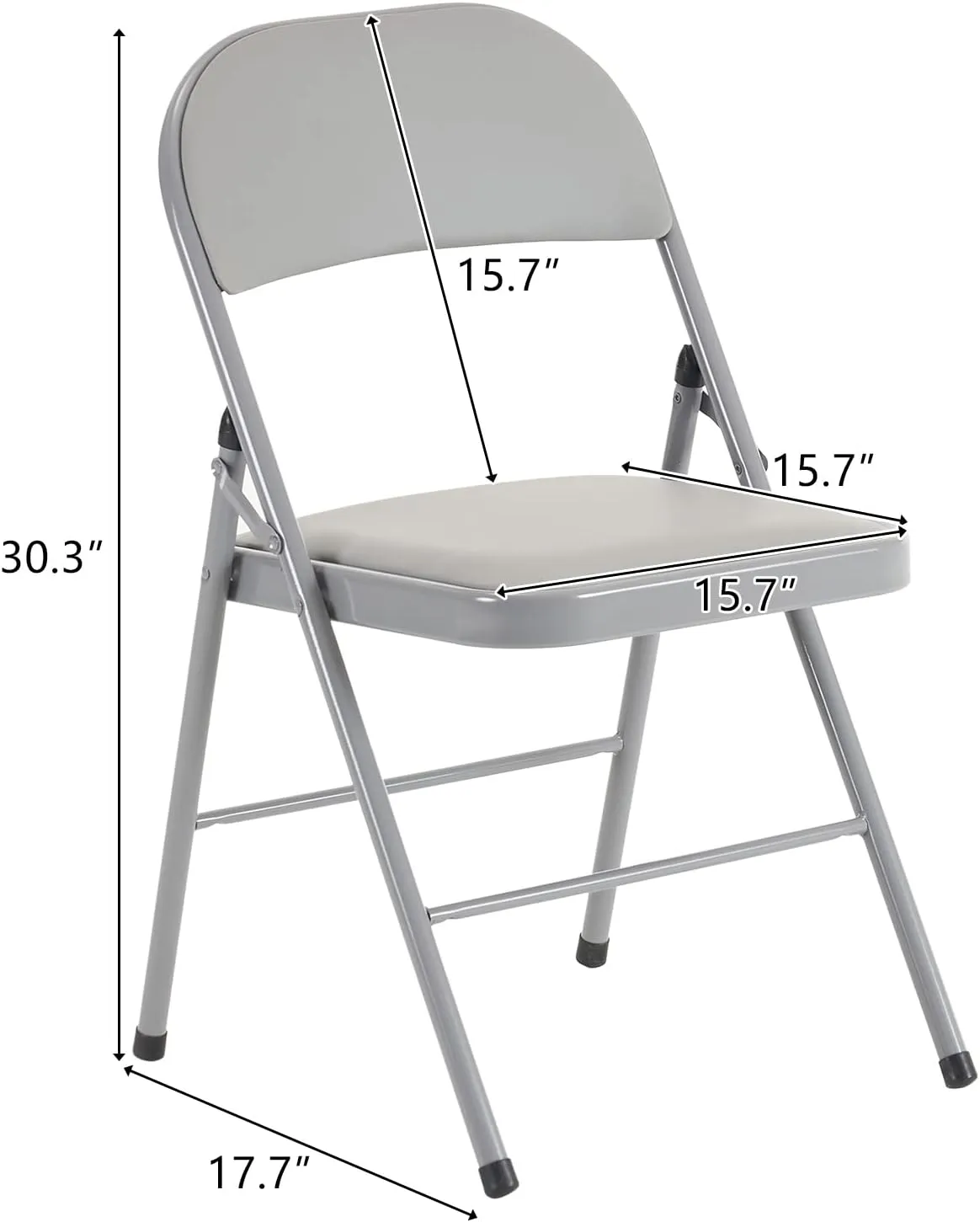 Karl home 6 Pack Grey Folding Chairs with Padded Seats for Outdoor & Indoor, Portable Stackable Commercial Seat with Steel Frame for Events Office Wedding Party, 330lbs Capacity