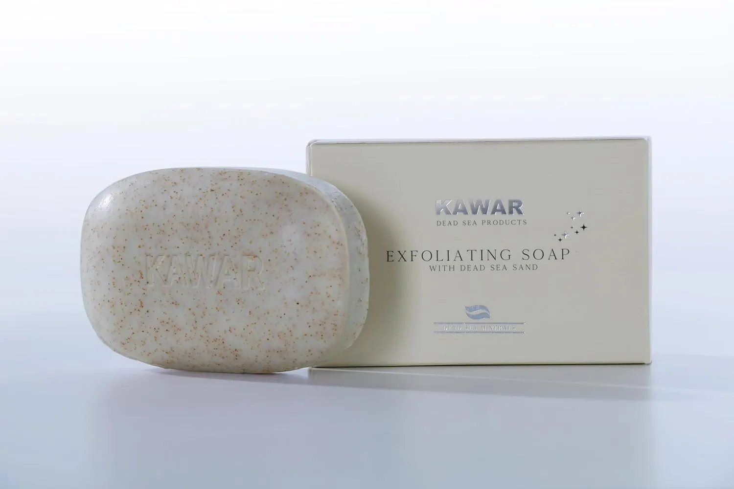 KAWAR Dead Sea Exfoliating Soap with Dead Sea Sand - Salicylic Acid, Magnesium Chloride, Shea Butter, Olive Oil & Tea Tree - Vegan Soap Bar for Men & Women, 4.2 oz (Pack of 2)