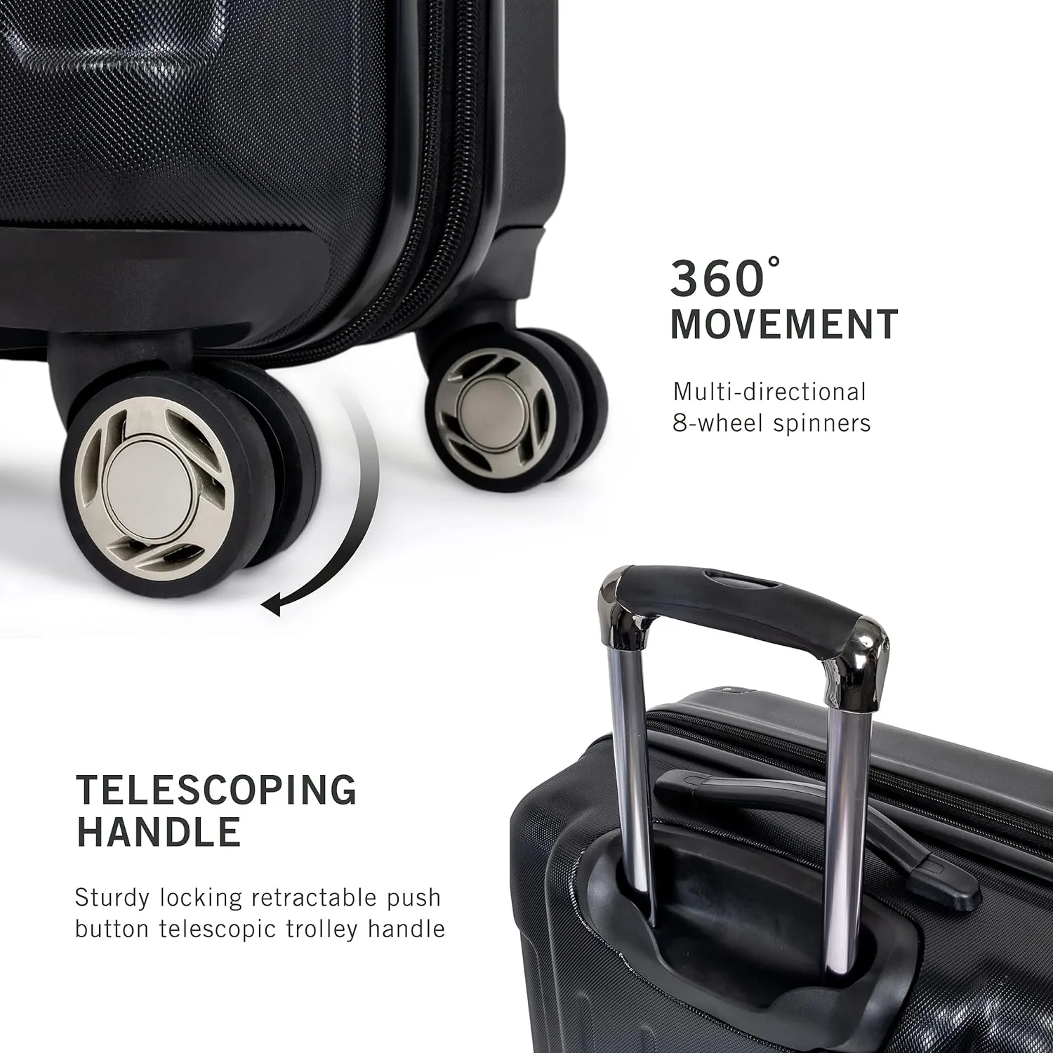 Kenneth Cole REACTION Renegade Luggage Expandable 8-Wheel Spinner Lightweight Hardside Suitcase, Black, 24-Inch Checked