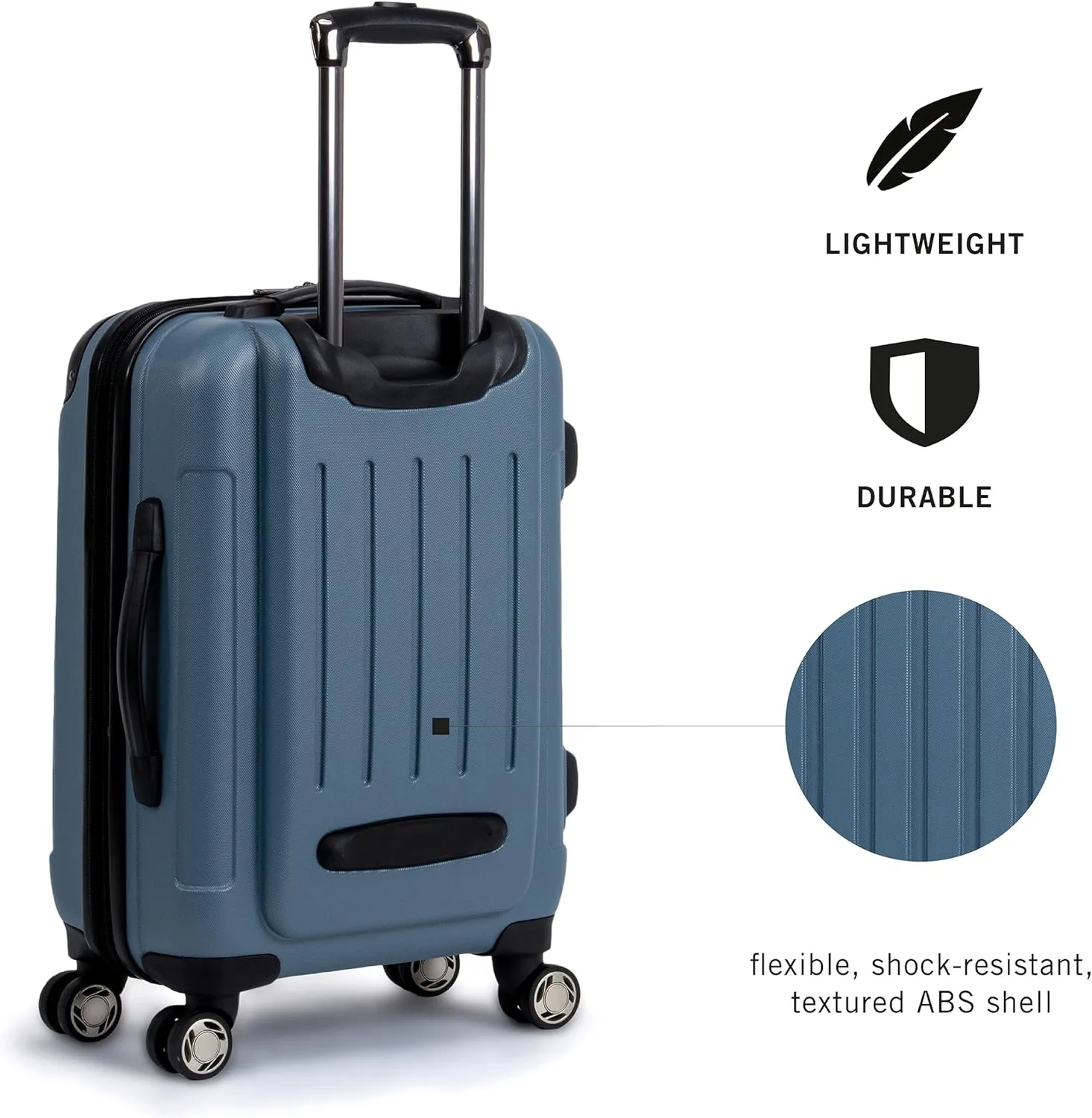 Kenneth Cole REACTION Renegade Luggage Expandable 8-Wheel Spinner Lightweight Hardside Suitcase, Granite Blue, 24-Inch Checked