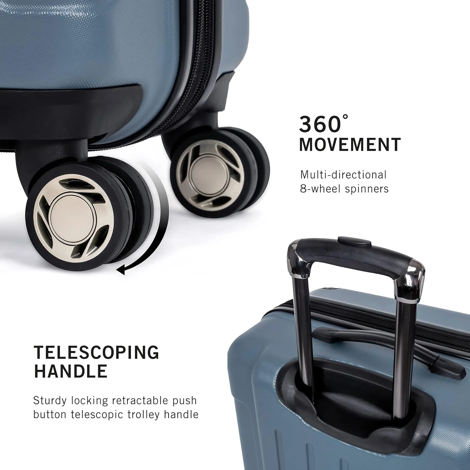 Kenneth Cole REACTION Renegade Luggage Expandable 8-Wheel Spinner Lightweight Hardside Suitcase, Granite Blue, 24-Inch Checked