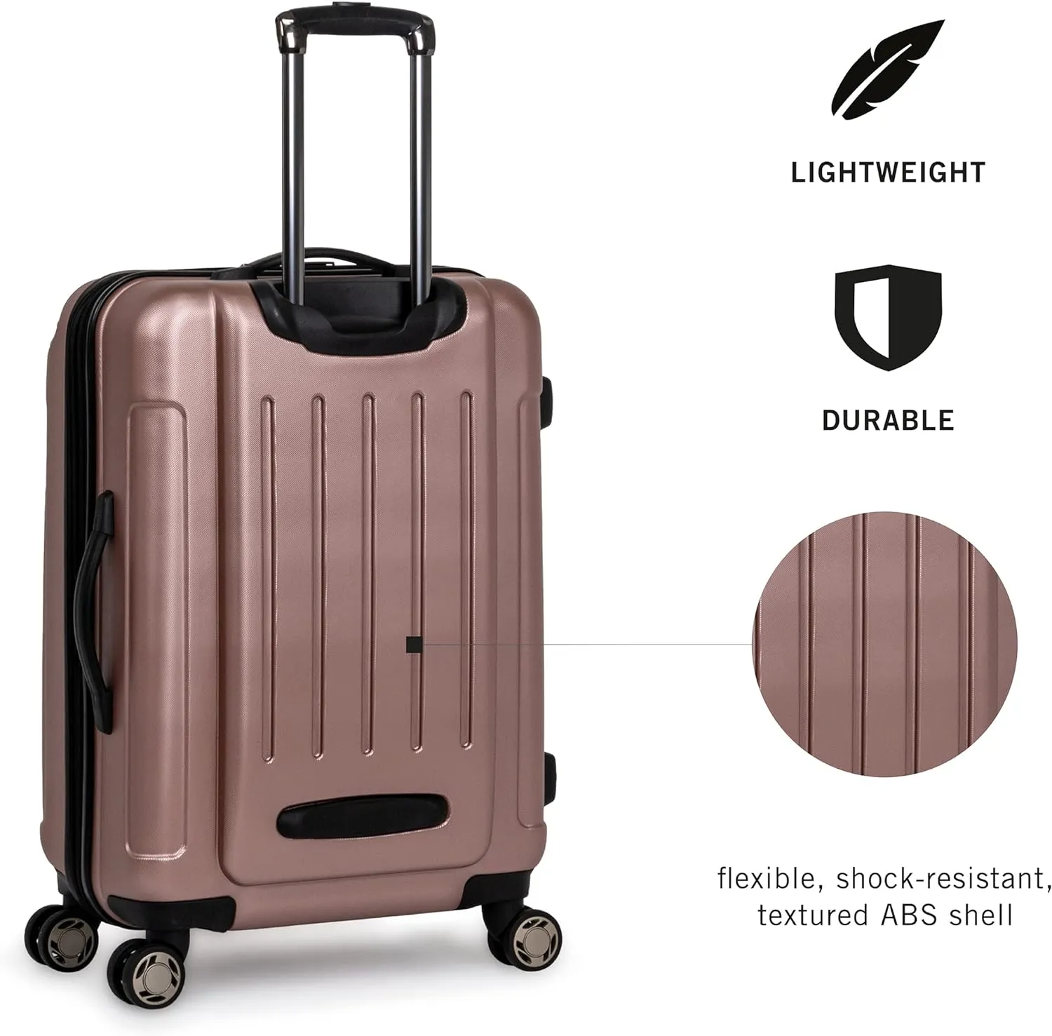 Kenneth Cole REACTION Renegade Luggage Expandable 8-Wheel Spinner Lightweight Hardside Suitcase, Rose Gold, 24-Inch Checked