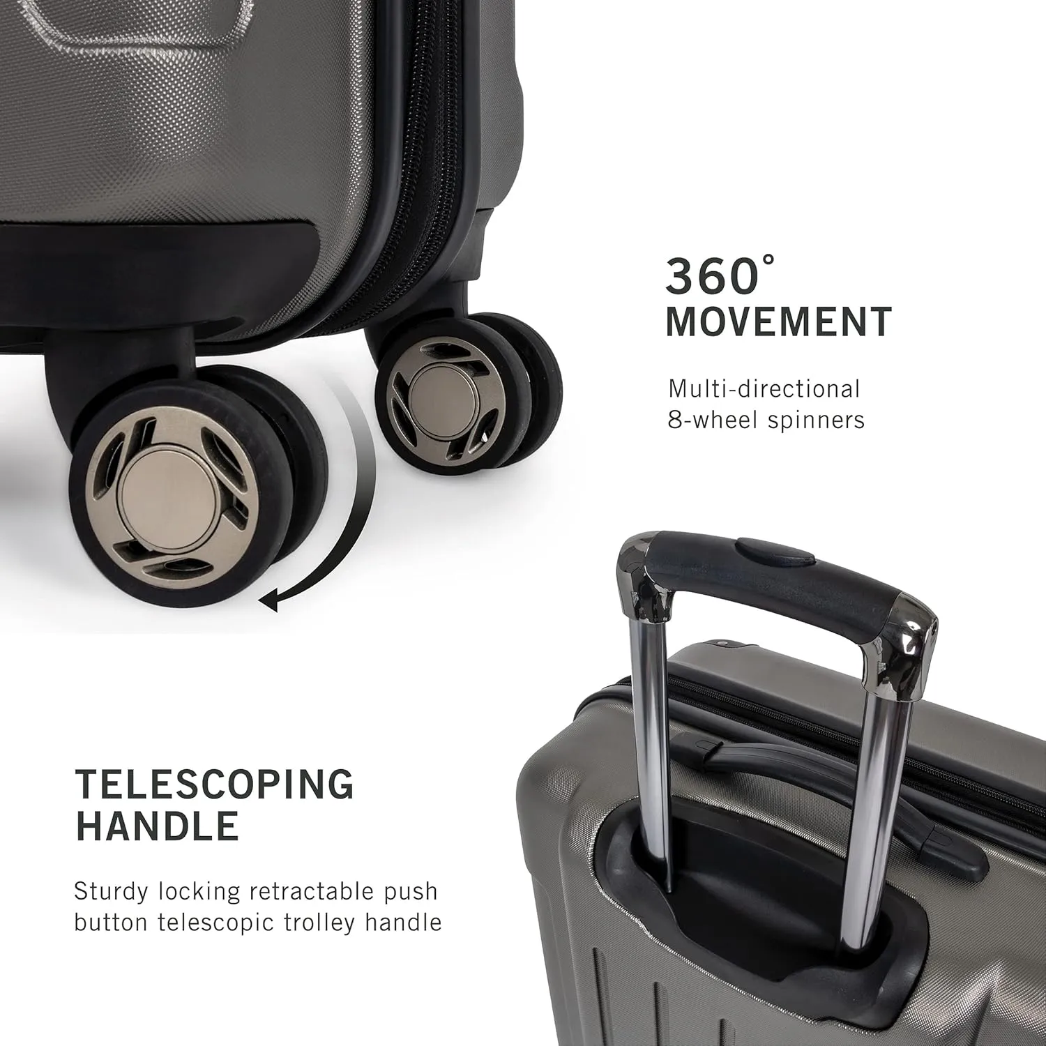 Kenneth Cole REACTION Renegade Luggage Expandable 8-Wheel Spinner Lightweight Hardside Suitcase, Silver, 24-Inch Checked