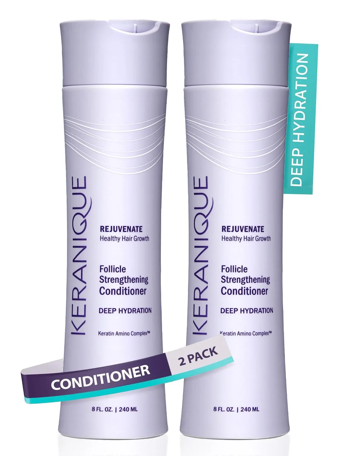 Keranique Deep Hydration Volumizing Keratin Conditioner, 8 Ounce (2 Pack)