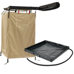 KickAss Premium Shower Awning with Swing Arm & Base Bundle