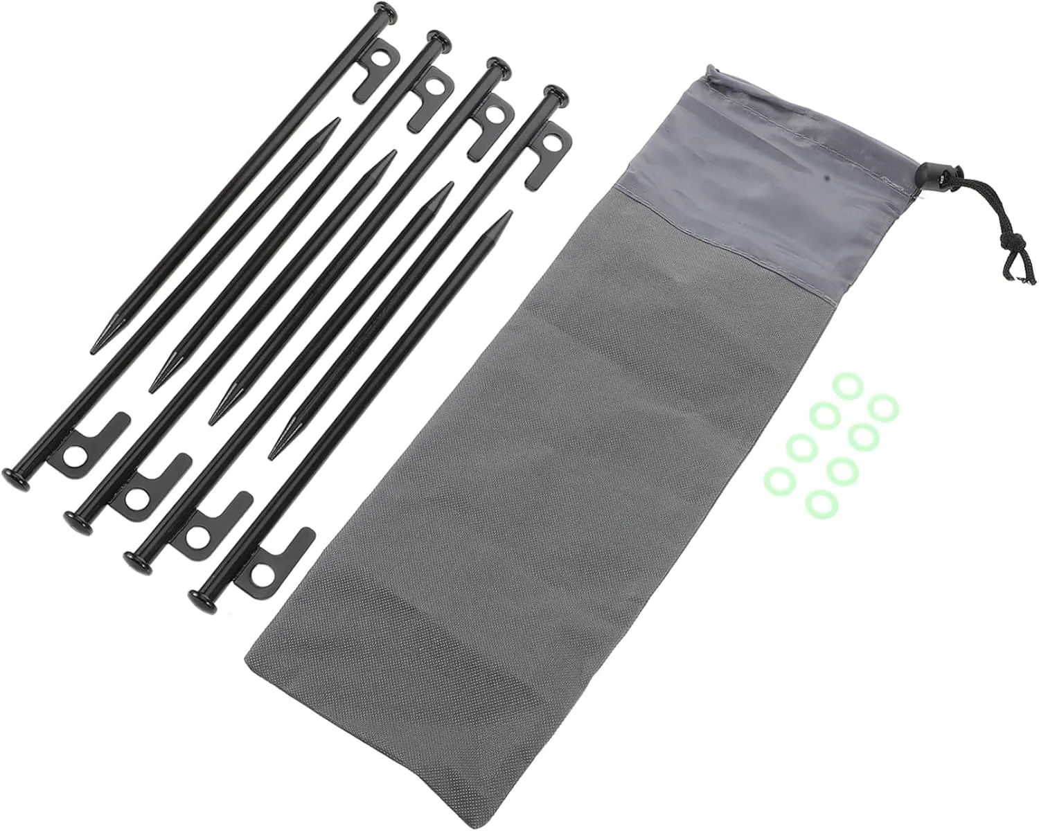 Kisangel 1Set Ground Stakes with Glow Ring for Camping Heavy Duty Steel Tent Pegs for Night Fishing Beach and Outdoor Activities with Storage Bag