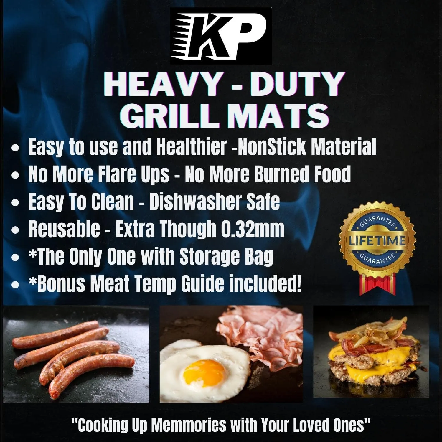 KITCHEN PERFECTION 2 XL BBQ Grill Mats for Outdoor Grill - Heavy Duty Grilling Mats Reusable Grill Sheets for Gas Grill Extreme Heat Resistant 600 F - Nonstick & Easy to Clean |Superior Set 3 Bonuses