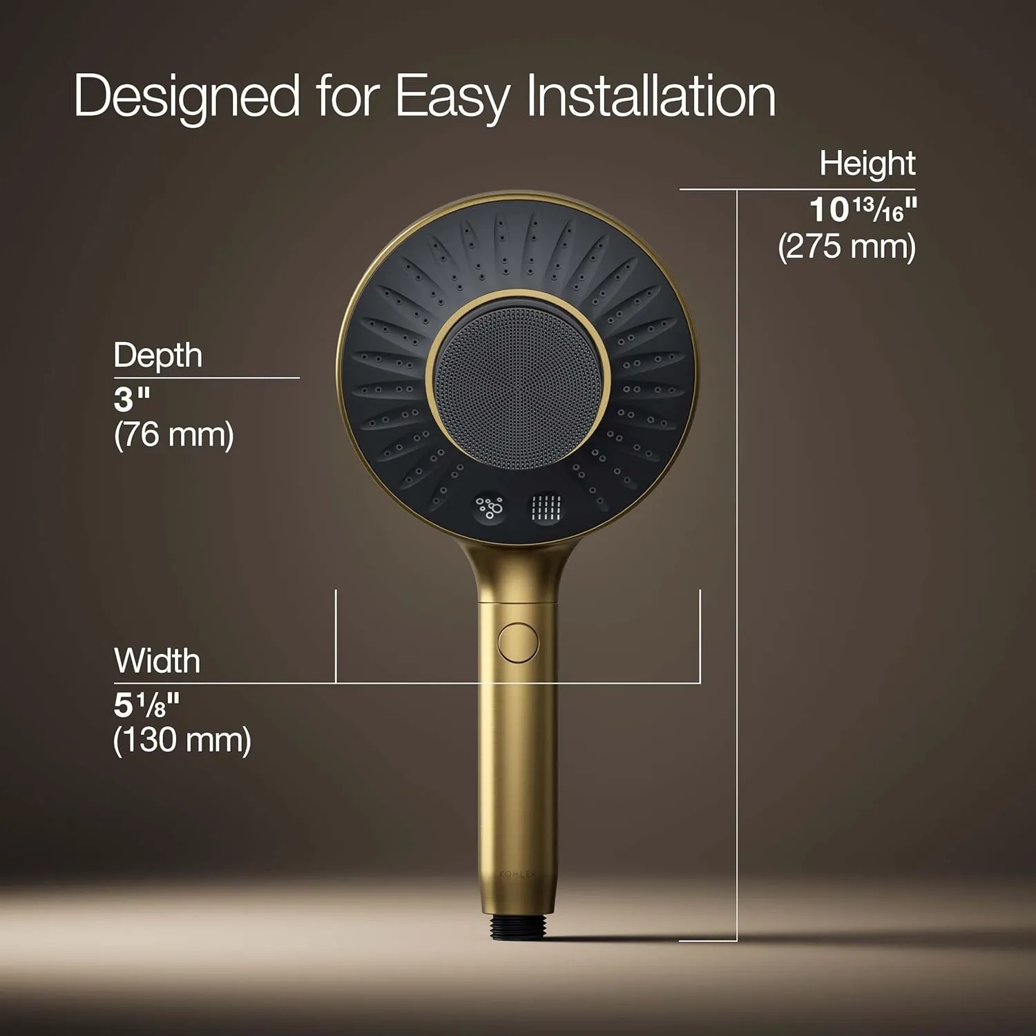 KOHLER K-28682-G-2MB SpaViva Two-Function Handheld Showerhead, Includes Cleansing Device with Four Attachments, Face & Body Brush, Body Scrubber, Body Massager, 1.75 GPM, Vibrant Brushed Moderne Brass