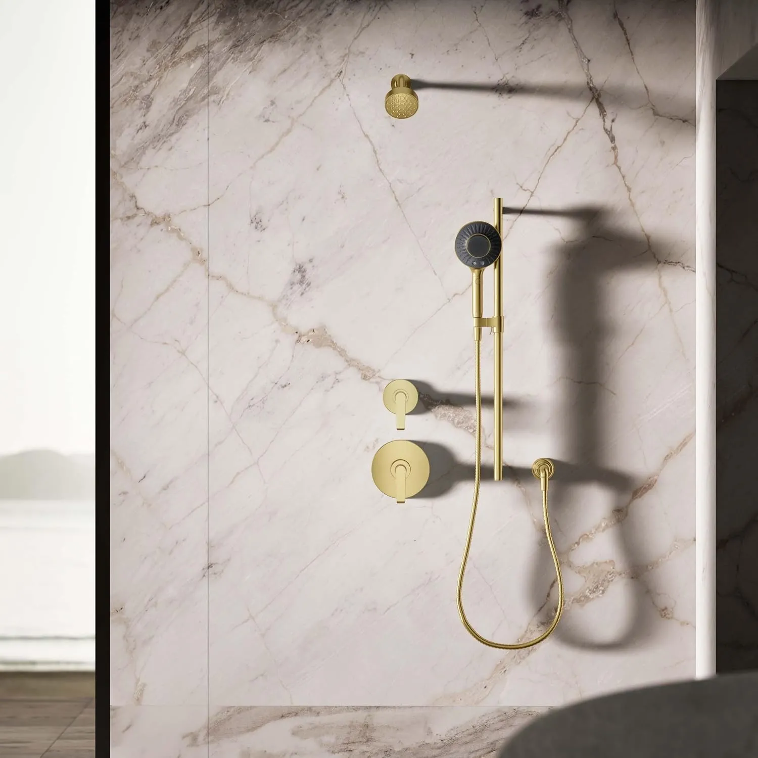 KOHLER K-28682-G-2MB SpaViva Two-Function Handheld Showerhead, Includes Cleansing Device with Four Attachments, Face & Body Brush, Body Scrubber, Body Massager, 1.75 GPM, Vibrant Brushed Moderne Brass