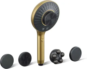 KOHLER K-28682-G-2MB SpaViva Two-Function Handheld Showerhead, Includes Cleansing Device with Four Attachments, Face & Body Brush, Body Scrubber, Body Massager, 1.75 GPM, Vibrant Brushed Moderne Brass