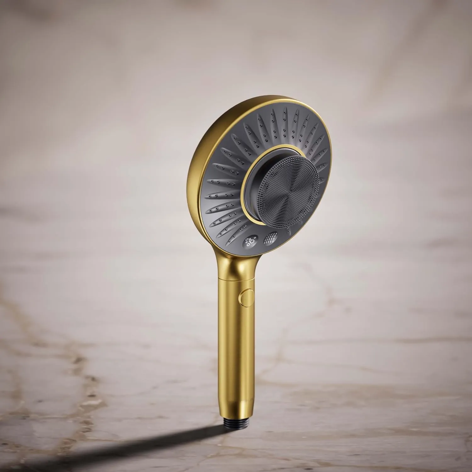KOHLER K-28682-G-2MB SpaViva Two-Function Handheld Showerhead, Includes Cleansing Device with Four Attachments, Face & Body Brush, Body Scrubber, Body Massager, 1.75 GPM, Vibrant Brushed Moderne Brass
