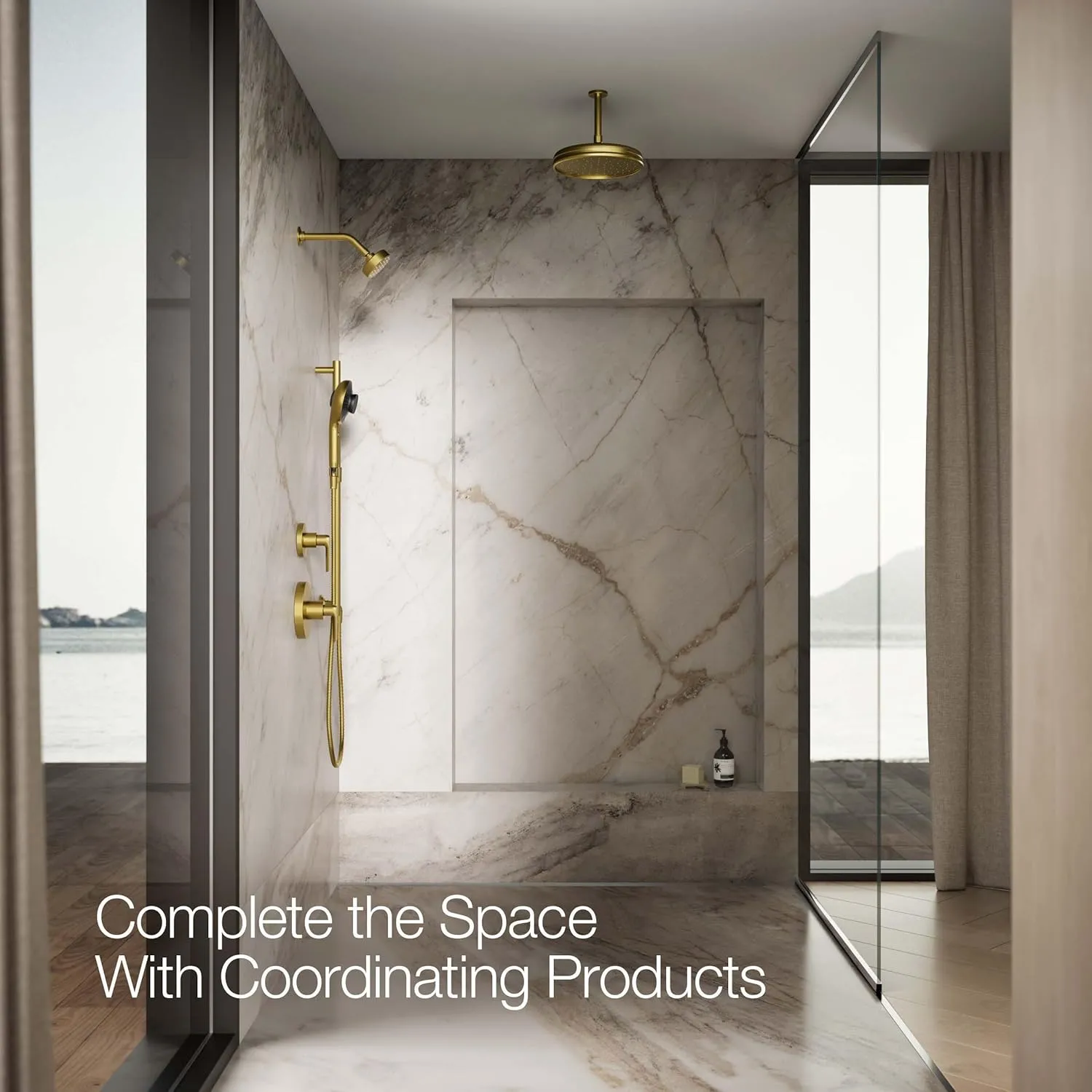 KOHLER K-28682-G-2MB SpaViva Two-Function Handheld Showerhead, Includes Cleansing Device with Four Attachments, Face & Body Brush, Body Scrubber, Body Massager, 1.75 GPM, Vibrant Brushed Moderne Brass