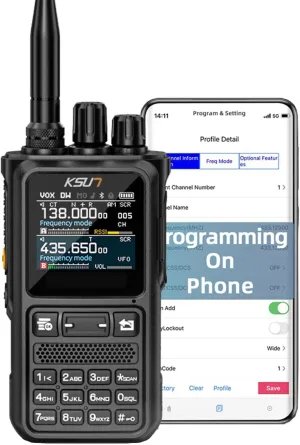 KSUN GMRS Radio Support Bluetooth APP Programming Dual Band Walkie Talkie Long Range with NOAA Weather Alert, AM/FM Reception, SOS Emergency Handheld Radio for Hiking Survival Outdoor
