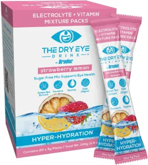 l Ultimate Hydration for Dry Eyes l Sugar-Free Electrolyte Powder Packets l Blended with Vitamins, Green Tea, Turmeric, Taurine, and DHA l 5g x 20 Packets (Strawberry Lemon)