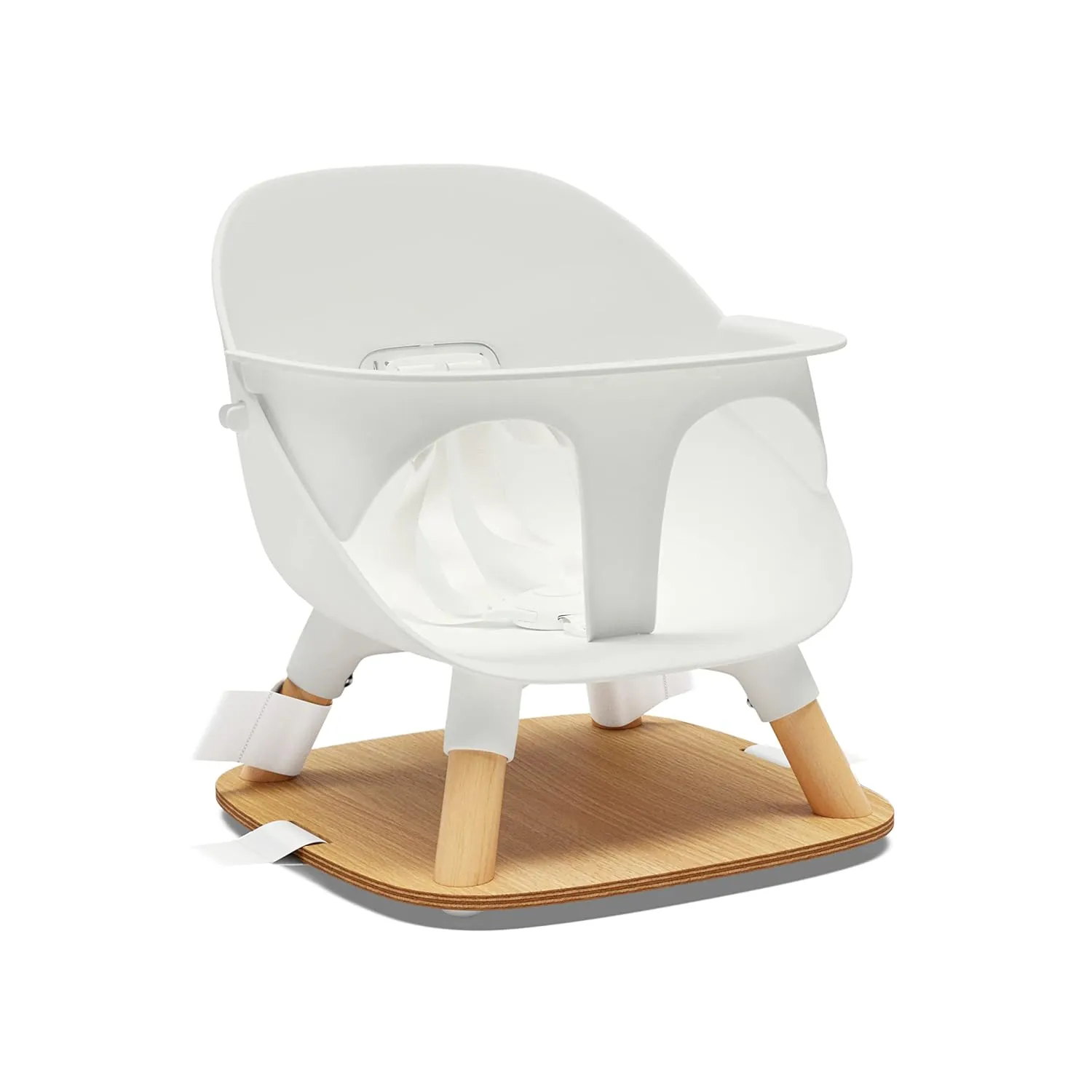 Lalo The Booster Seat for Babies & Toddlers, Children's Booster Seat, Easy to Clean Five-Point Safety Harness & Durable Non-Toxic Plastic Seat & Belly Bar - Coconut