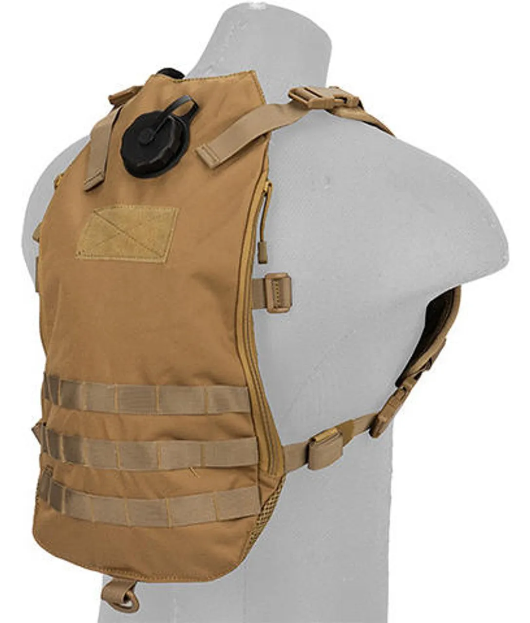 Lancer Tactical Lightweight Hydration Airsoft Pack, Tan | MOLLE Hydration Carrier | Airsoft Backpack