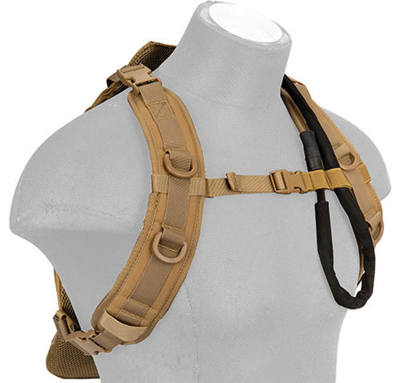 Lancer Tactical Lightweight Hydration Airsoft Pack, Tan | MOLLE Hydration Carrier | Airsoft Backpack