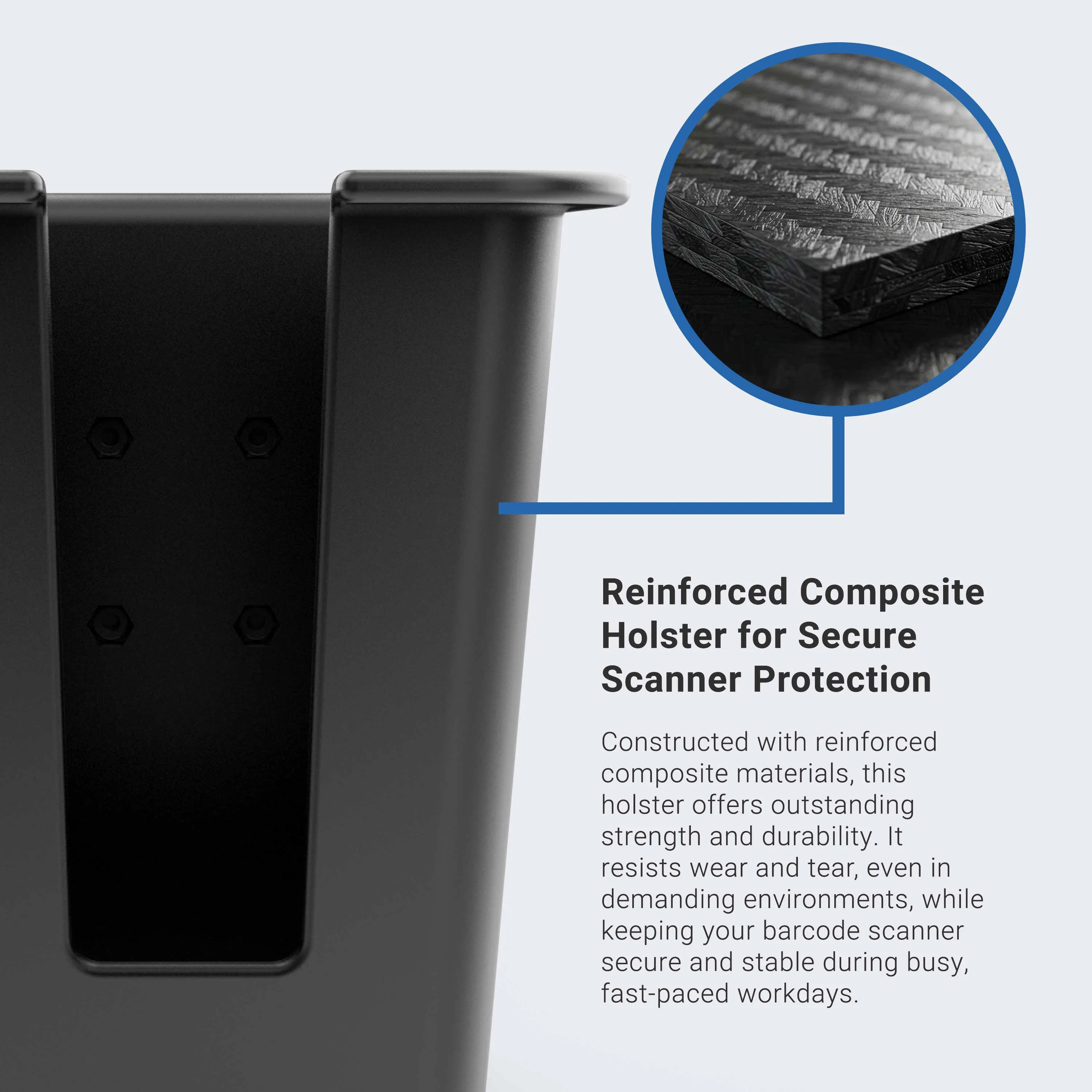 Large Barcode Holster Forklift Front Guard Mount with 5" Shaft