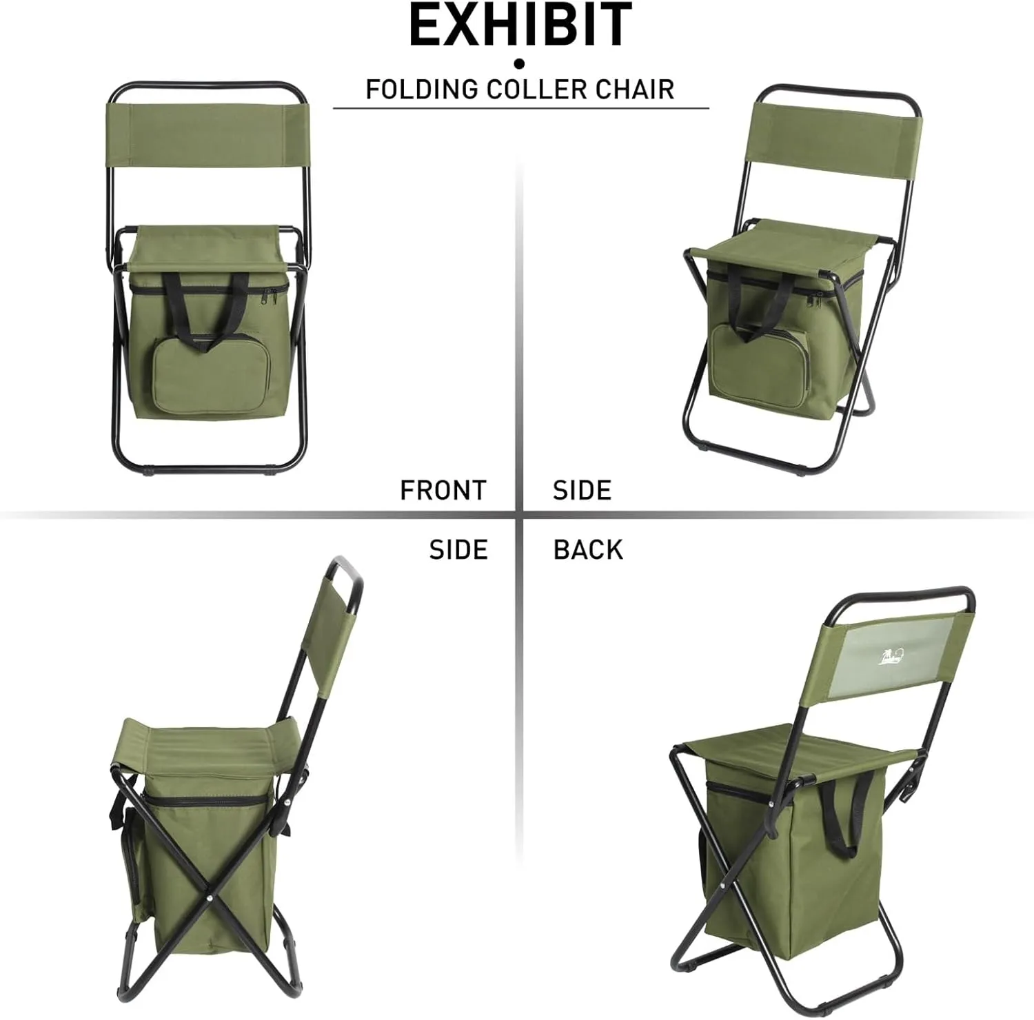 LEADALLWAY Fishing Chair with Cooler Bag Compact Fishing Stool Foldable Camping Chair,Large