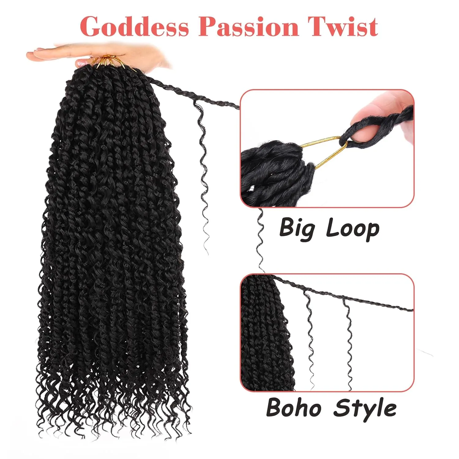 Leeven 18 Inch Goddess Passion Twist Crochet Hair 8 Packs Ombre Honey Blonde Boho Style Crochet Twist Pre Twisted Bomb Twist Curly Ends Pre Looped Bohemian Synthetic Braids for Women #T27
