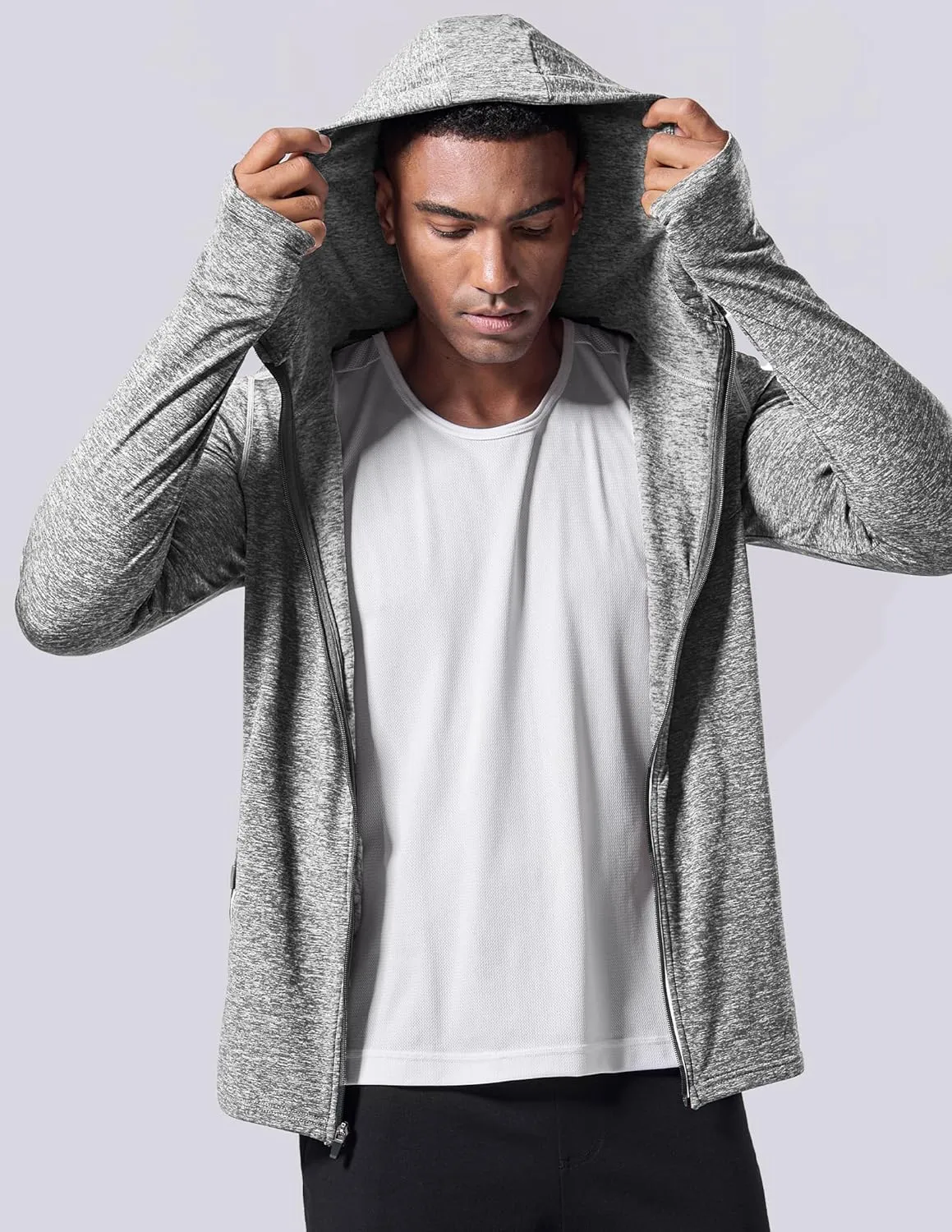 Liberty Imports 2-Pack Men’s Zip-Up Hoodies with Zipper Pockets, Lightweight Fleece Sweatshirts for Running Casual Activewear