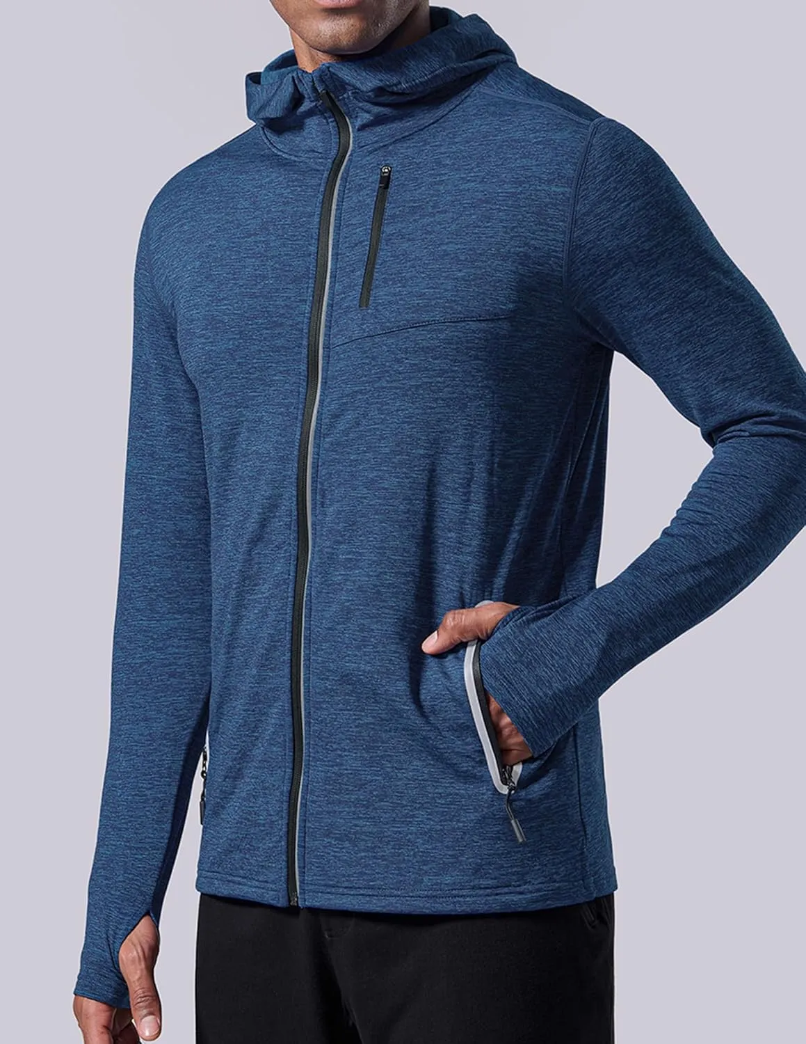 Liberty Imports 2-Pack Men’s Zip-Up Hoodies with Zipper Pockets, Lightweight Fleece Sweatshirts for Running Casual Activewear