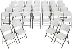Lifetime Commercial Grade Folding Chairs, 32 Pack, White Granite