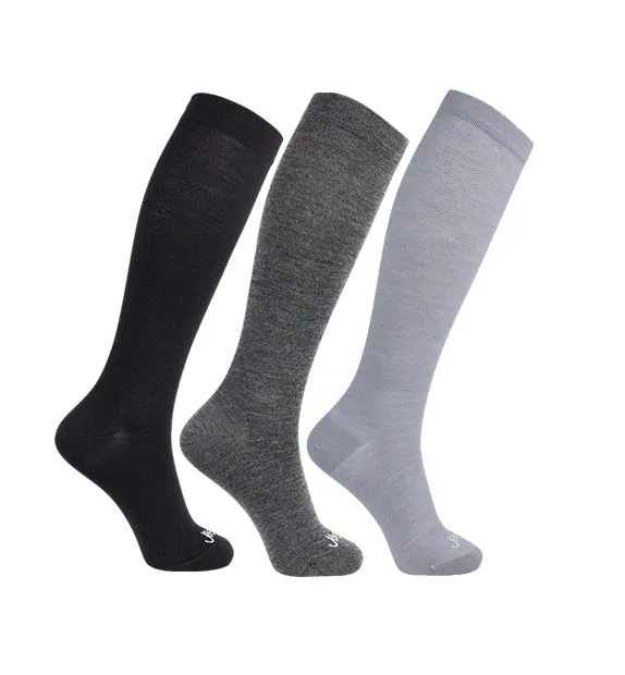 Lightweight Merino Wool Everyday Compression Socks (15-20mmHg) - Solids - 3 Pack