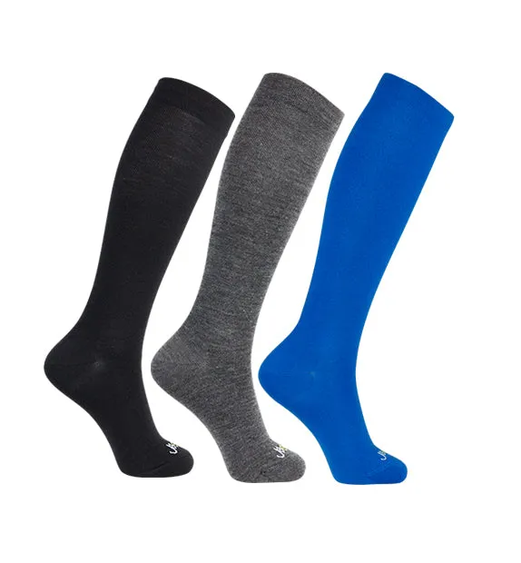 Lightweight Merino Wool Everyday Compression Socks (15-20mmHg) - Solids - 3 Pack