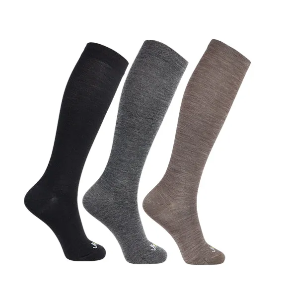 Lightweight Merino Wool Everyday Compression Socks (15-20mmHg) - Solids - 3 Pack
