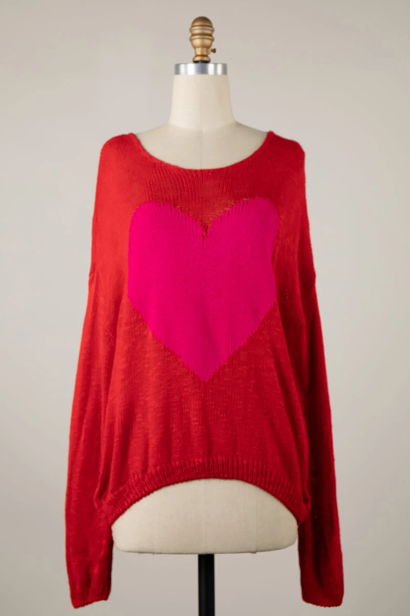 Lightweight Valentine Heart Sheer Sweater Top