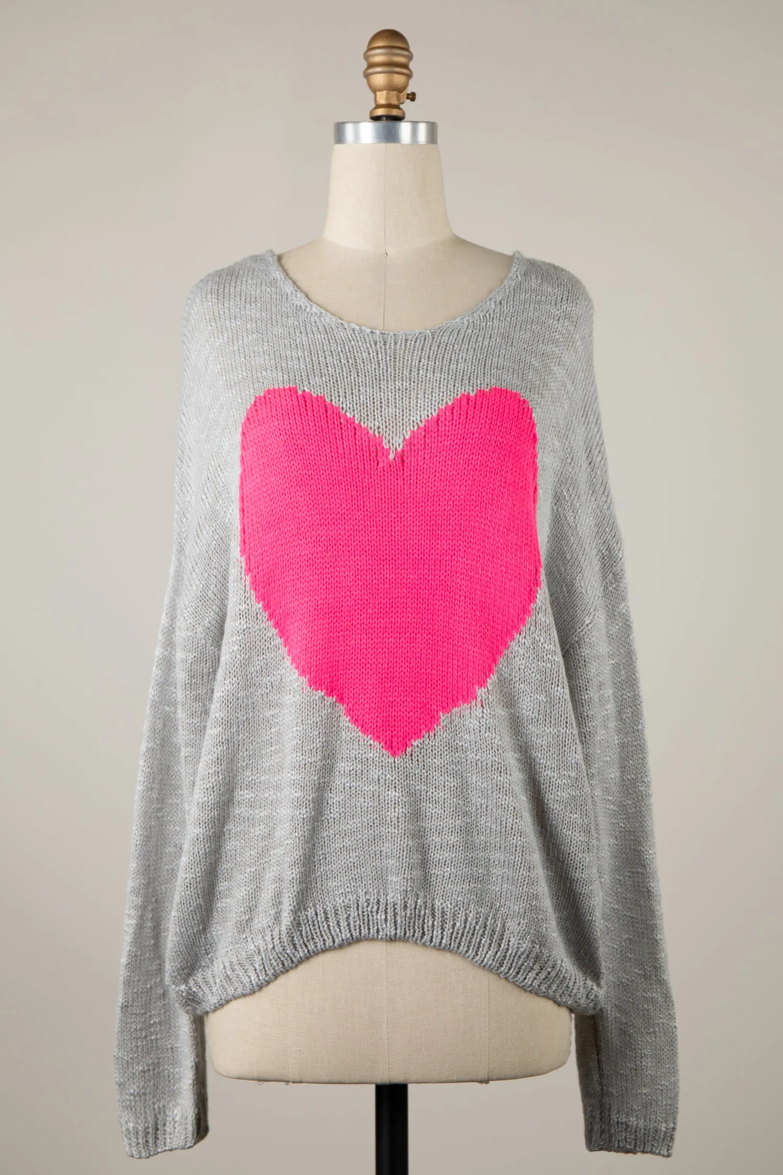 Lightweight Valentine Heart Sheer Sweater Top