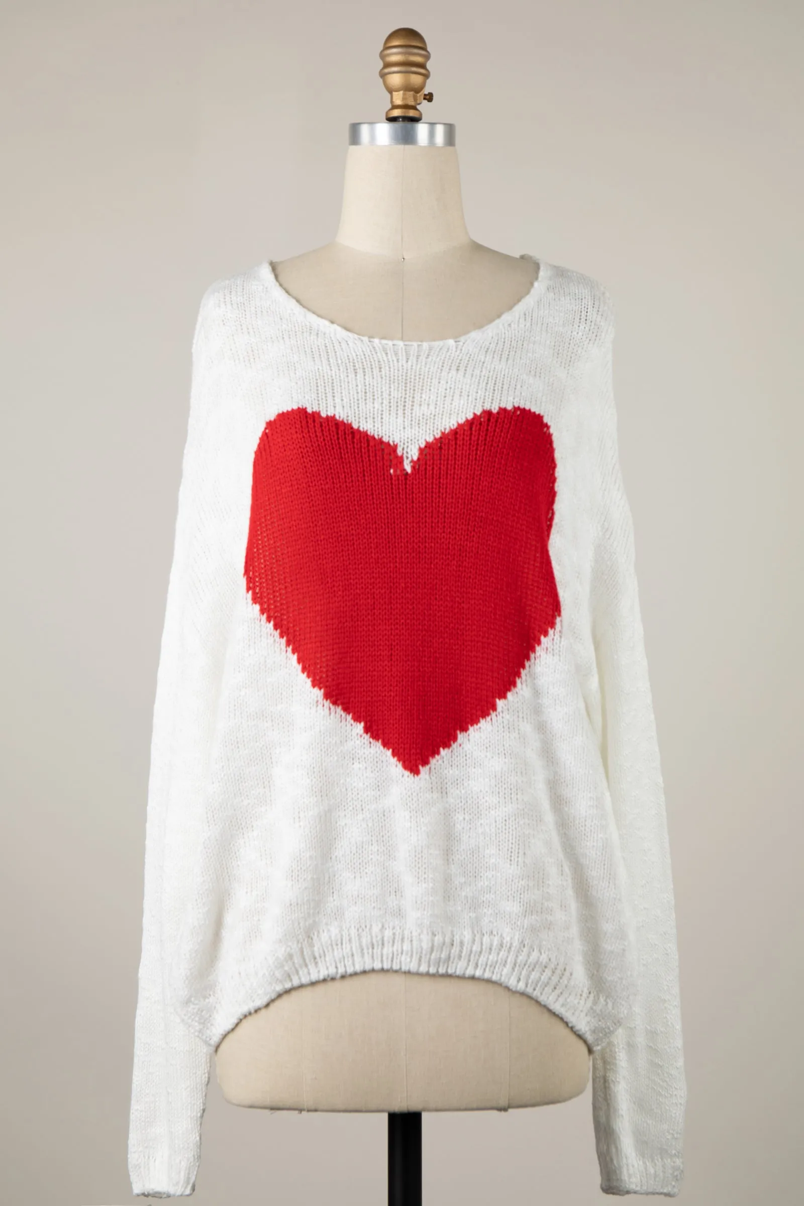 Lightweight Valentine Heart Sheer Sweater Top