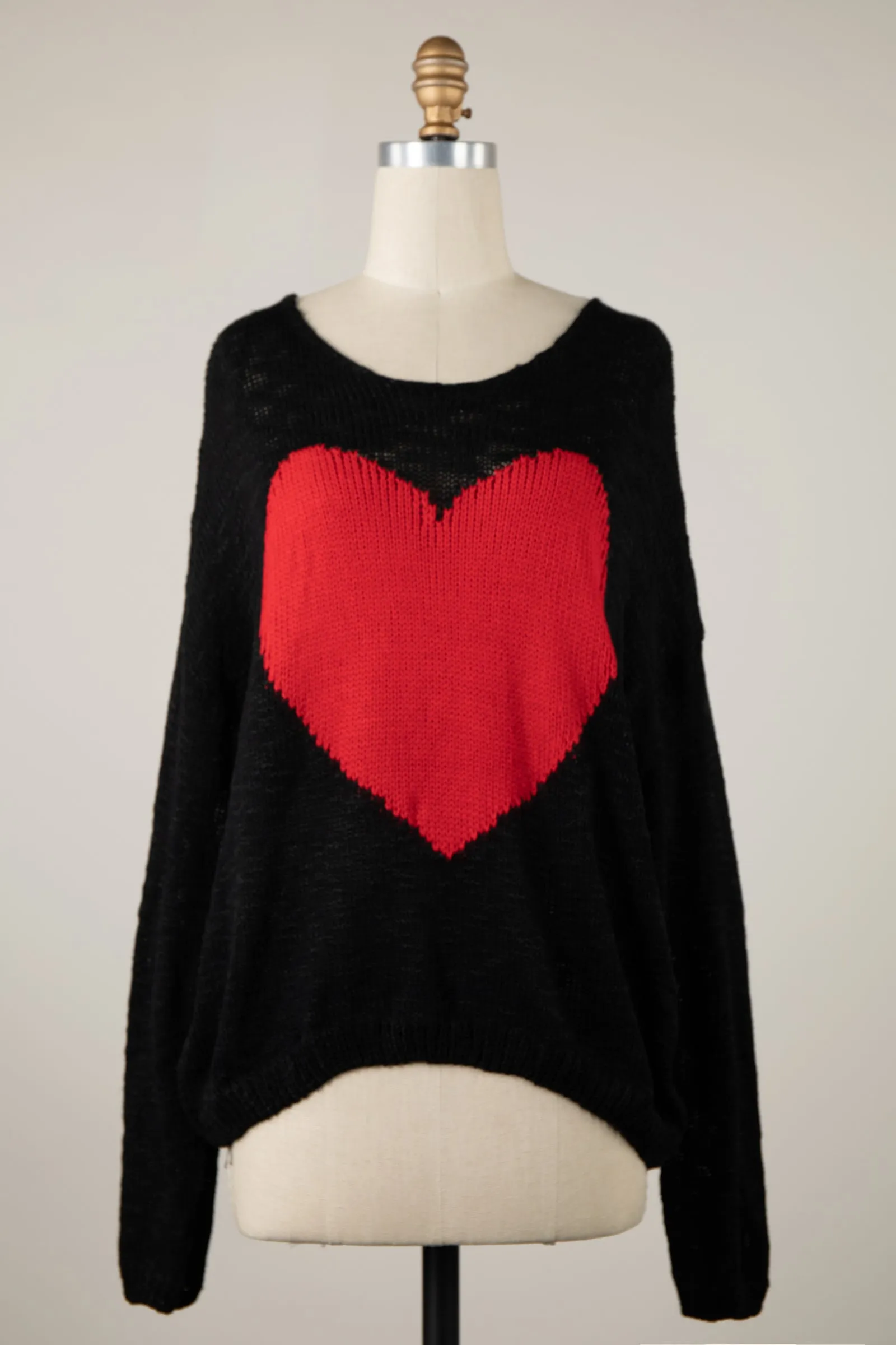 Lightweight Valentine Heart Sheer Sweater Top