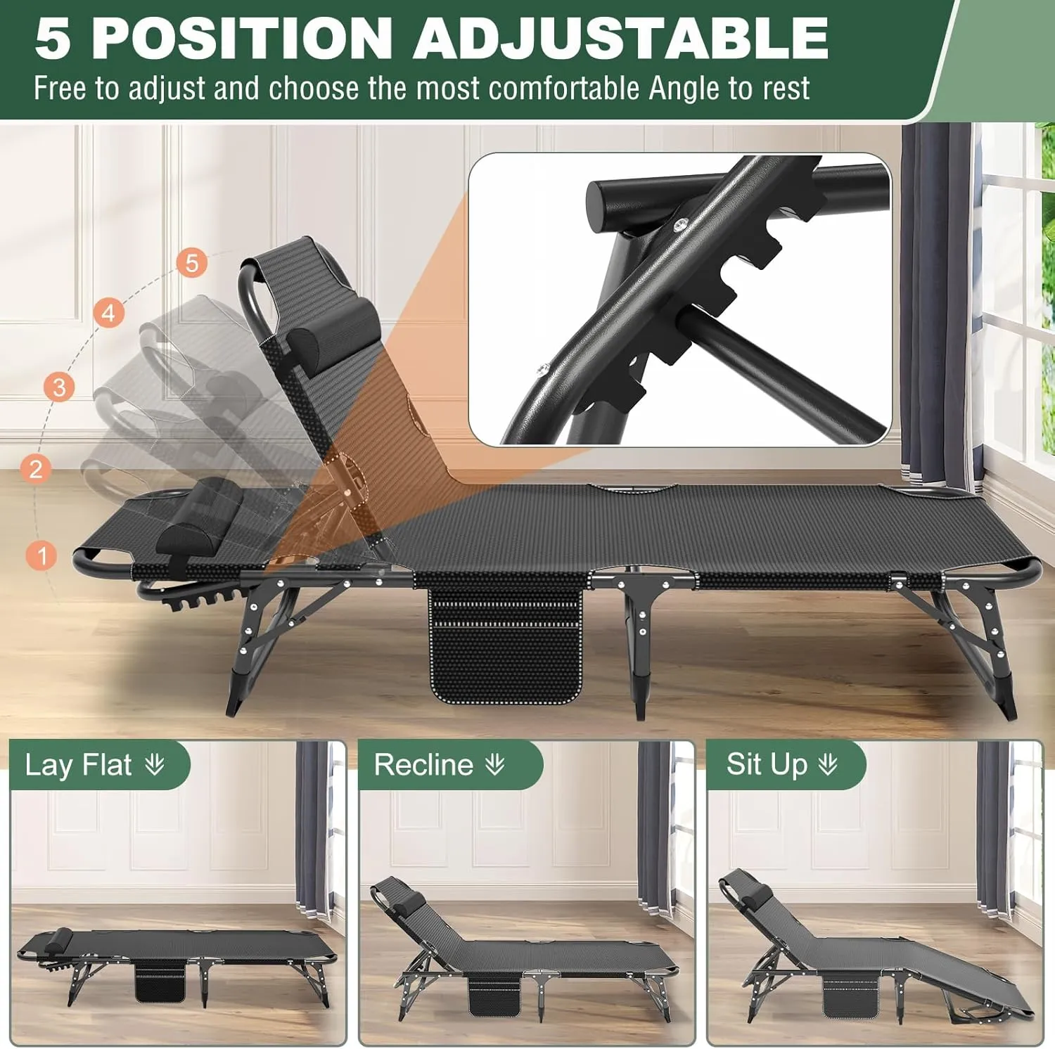 LILYPELLE Folding Camping Cot, Heavy Duty Sleeping Cots with Carry Bag, Double Layer Oxford Portable Travel Camp Cots for Home, Office Nap and Outdoor Beach