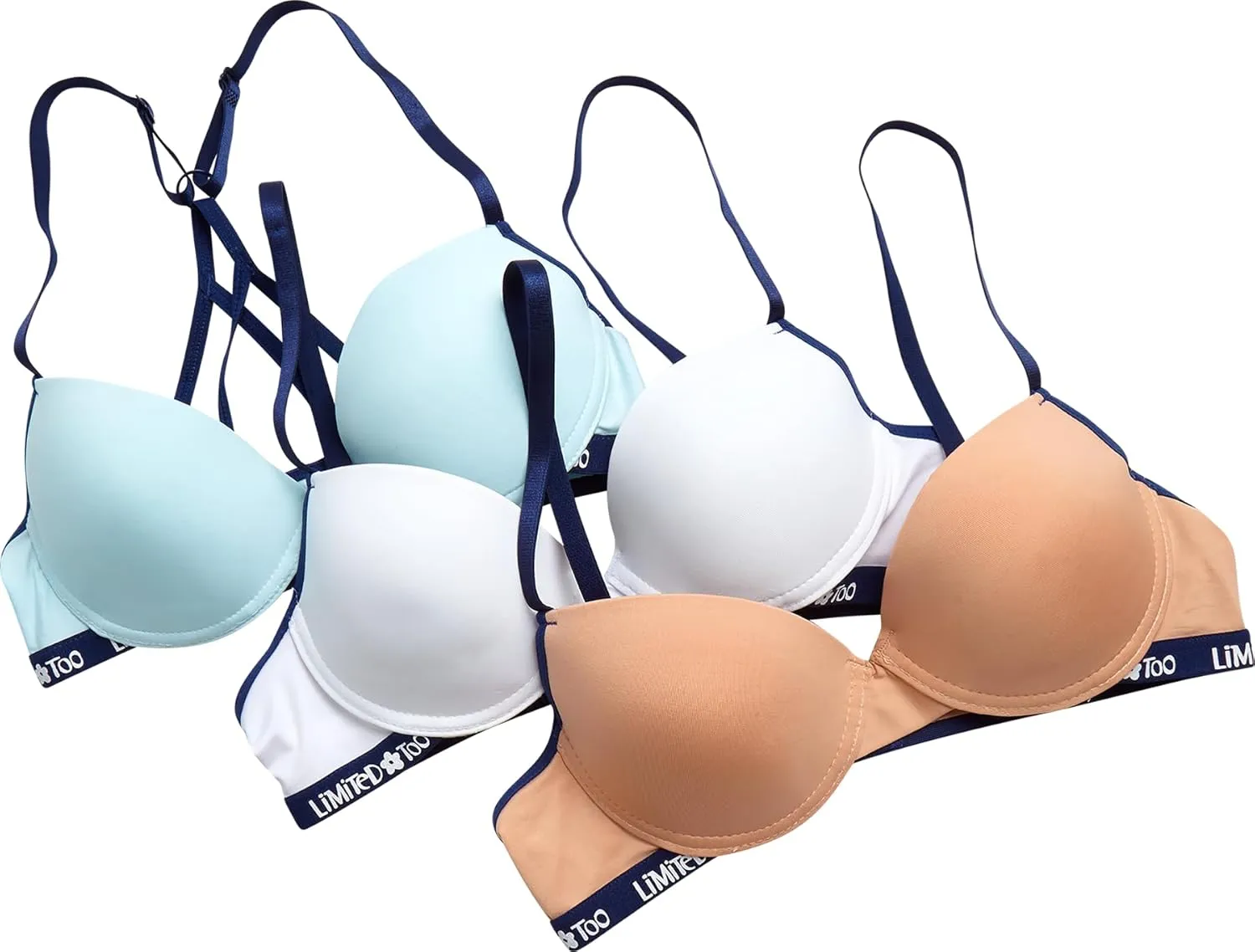 Limited Too Girls' Bras - 3 Pack Lightweight Wireless Microfiber Bras for Girls, Seamless Molded Everyday Bra (30A-34A)
