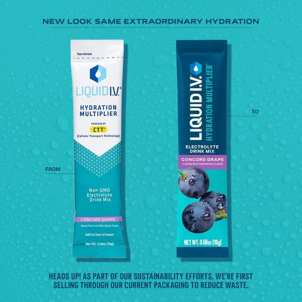 Liquid I.V.® Hydration Multiplier - Concord Grape | Electrolyte Powder Drink Mix | 3 Pack (48 Servings)