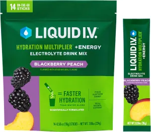 Liquid I.V.® Hydration Multiplier  Energy - BlackBerry Peach | Electrolyte Powder Drink Mix | 1 Pack (14 Servings)