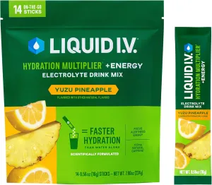 Liquid I.V.® Hydration Multiplier  Energy - Yuzu Pineapple | Electrolyte Powder Drink Mix | 1 Pack (14 Servings)