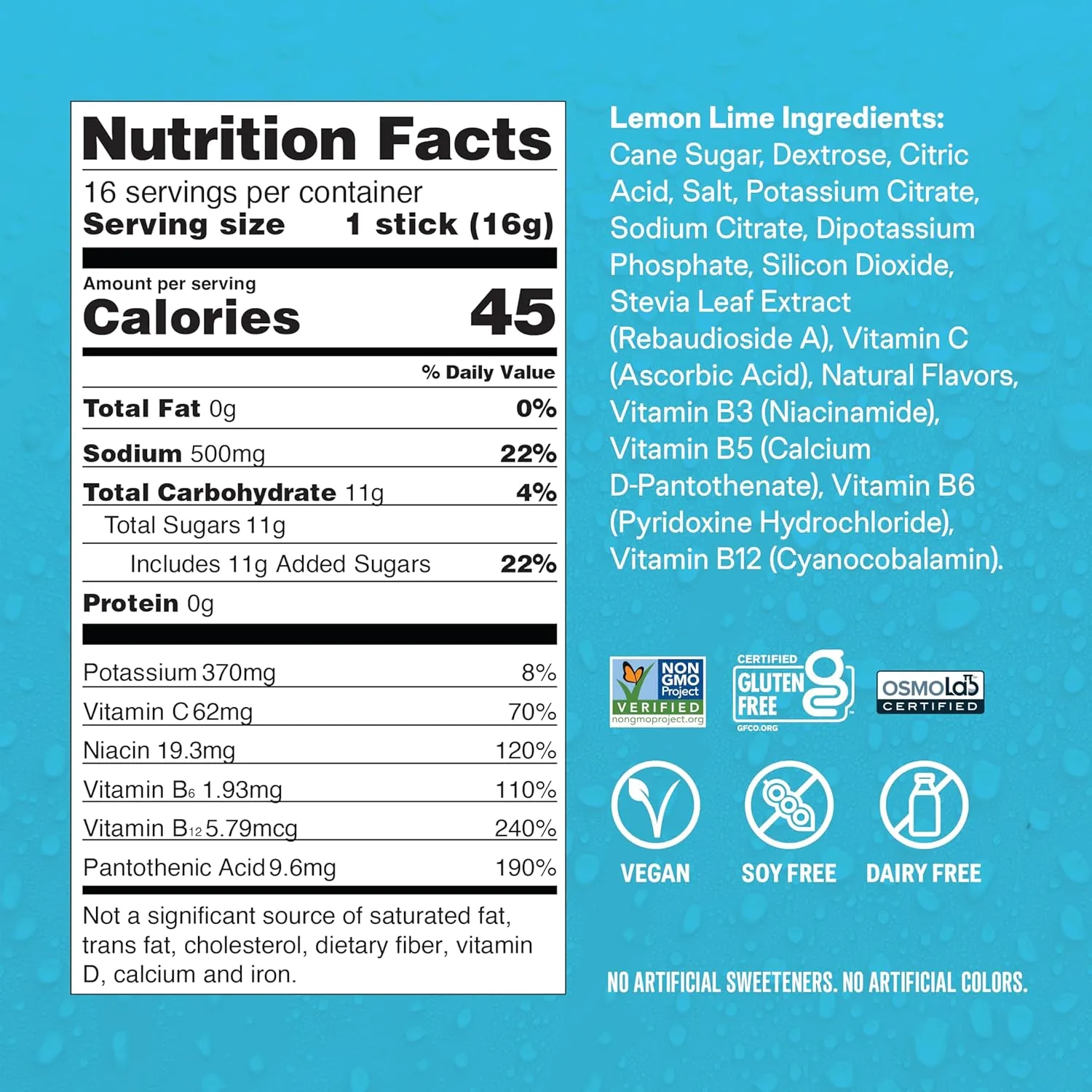 Liquid I.V.® Hydration Multiplier - Lemon Lime | Electrolyte Powder Drink Mix | 1 Pack (16 Servings)