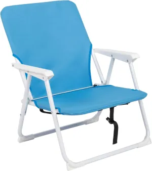 Load-Bearing 100kg Blue Oxford Cloth White Iron Frame Beach Chair