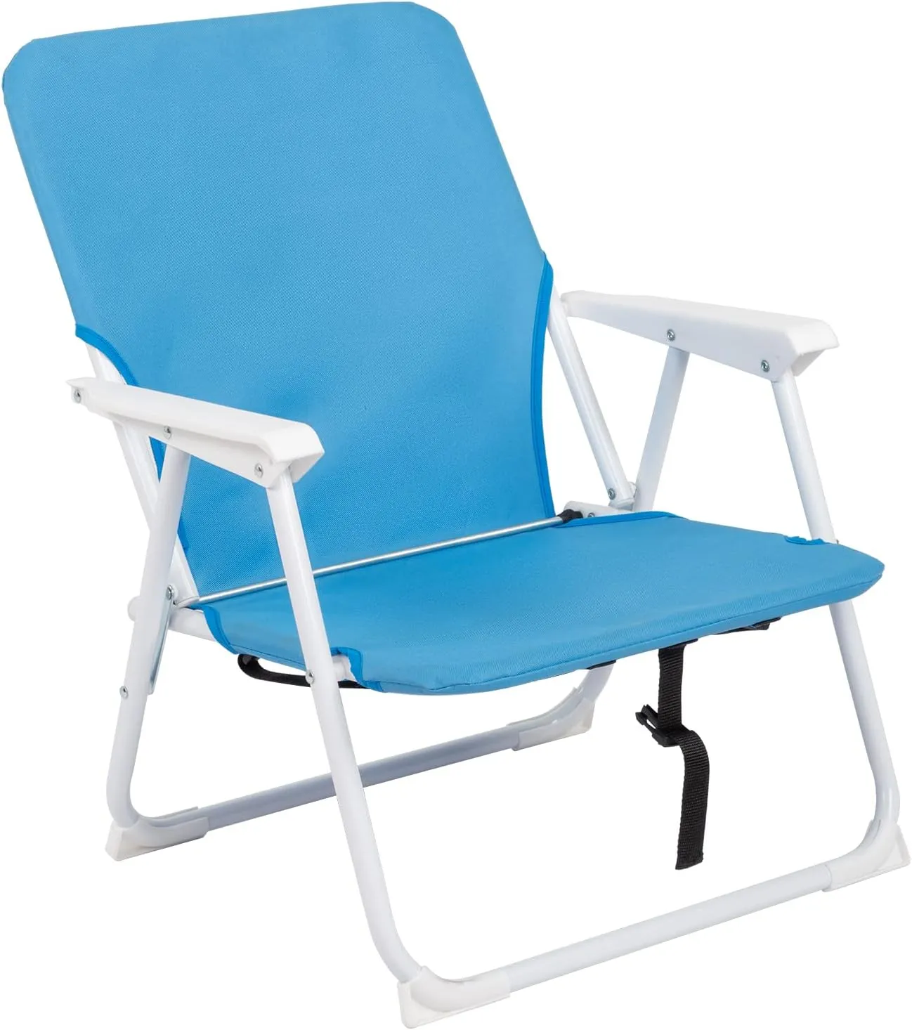 Load-Bearing 100kg Blue Oxford Cloth White Iron Frame Beach Chair