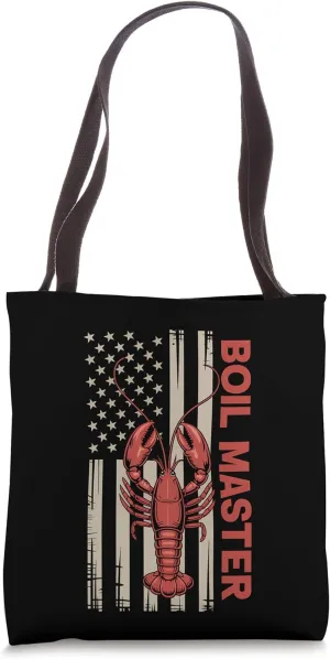 Lobster Boil Master American Flag Crawfish Seafood Boil Tote Bag