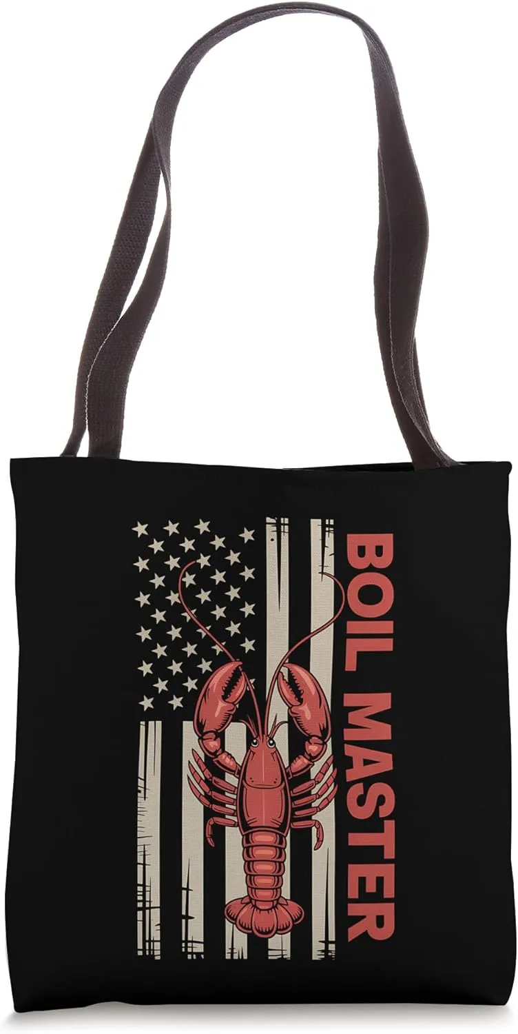 Lobster Boil Master American Flag Crawfish Seafood Boil Tote Bag