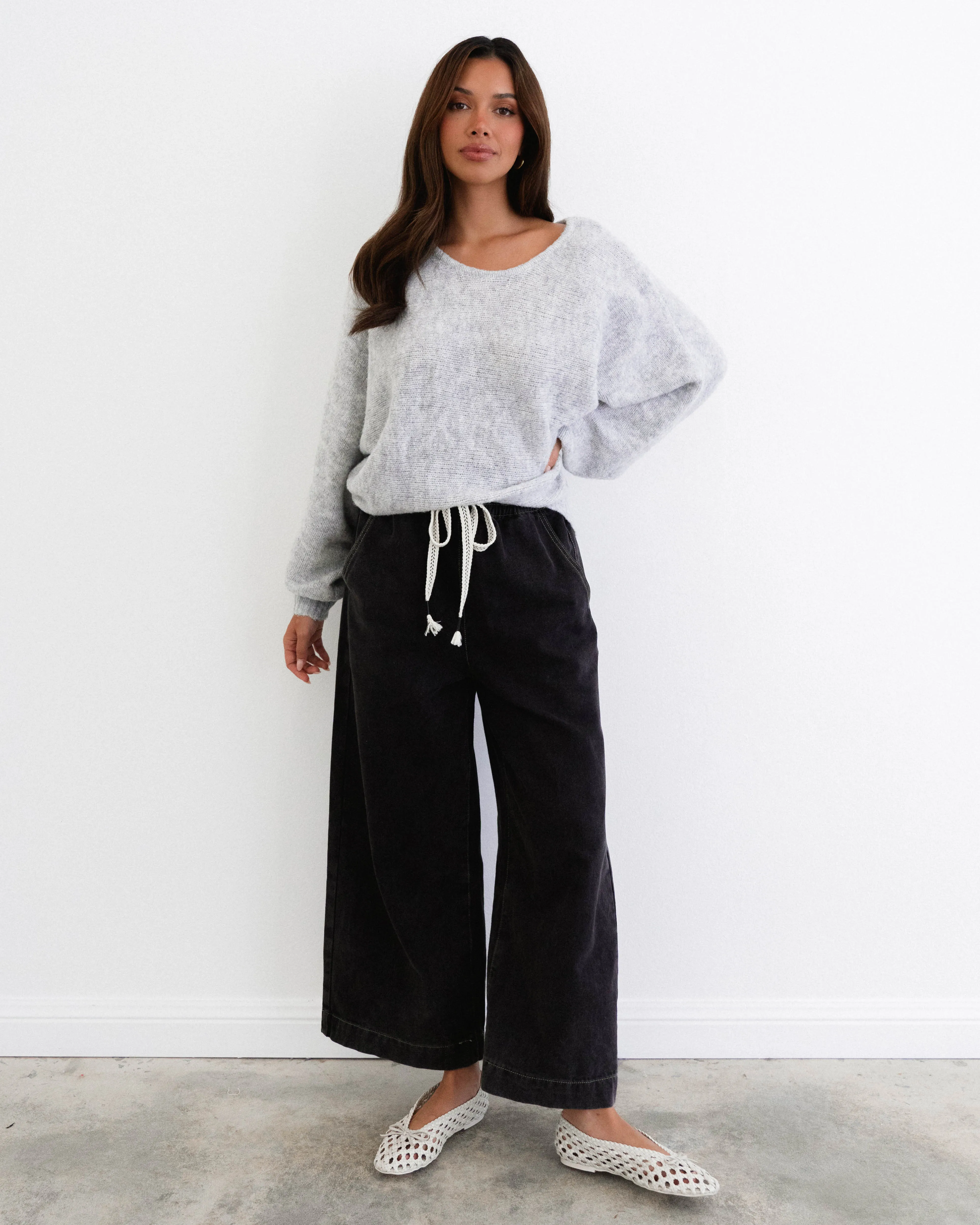 LOL70443 GREY MARLE LORA KNIT JUMPER
