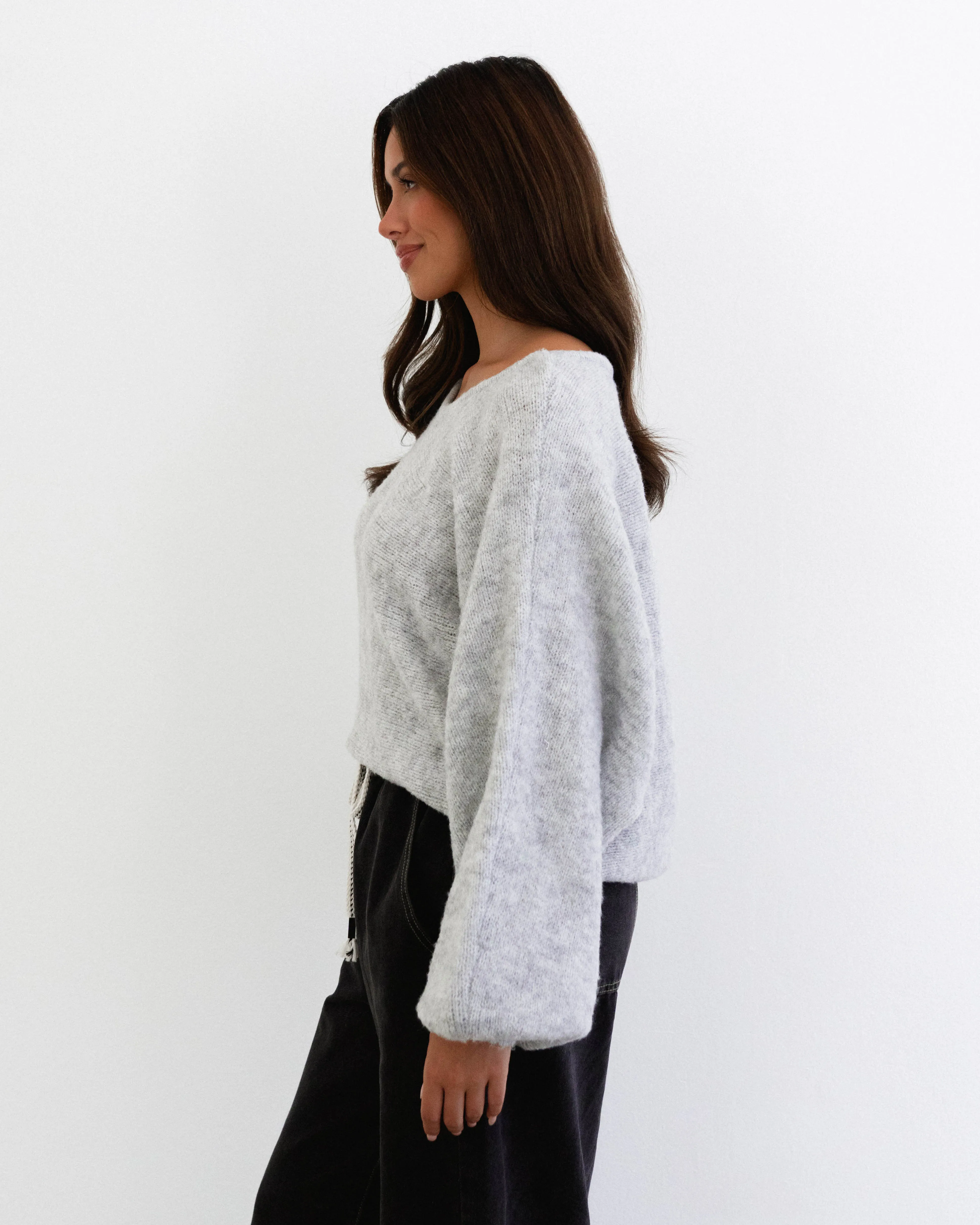 LOL70443 GREY MARLE LORA KNIT JUMPER