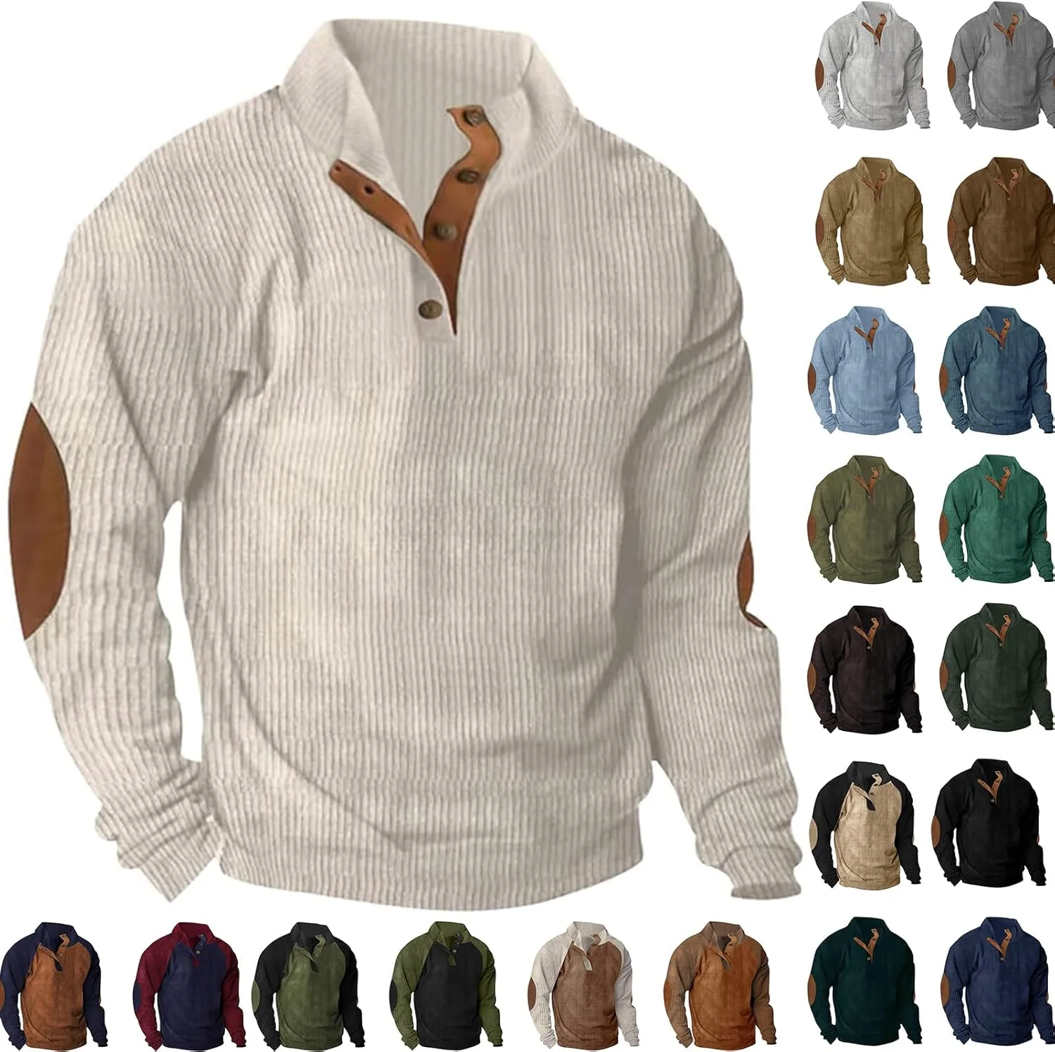 Long Sleeve Shirts for Men Cotton Lightweight Quater Button Down Sweatshirts 2024 Fall Loose Golf Shirt Pullover