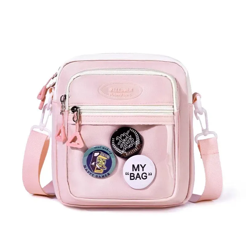 Lovely Small Simple Polyester Cross-pack Teens Girls Candy Color Casual Strap Bag