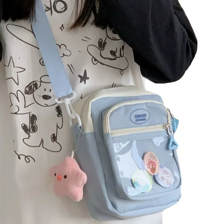Lovely Small Simple Polyester Cross-pack Teens Girls Candy Color Casual Strap Bag