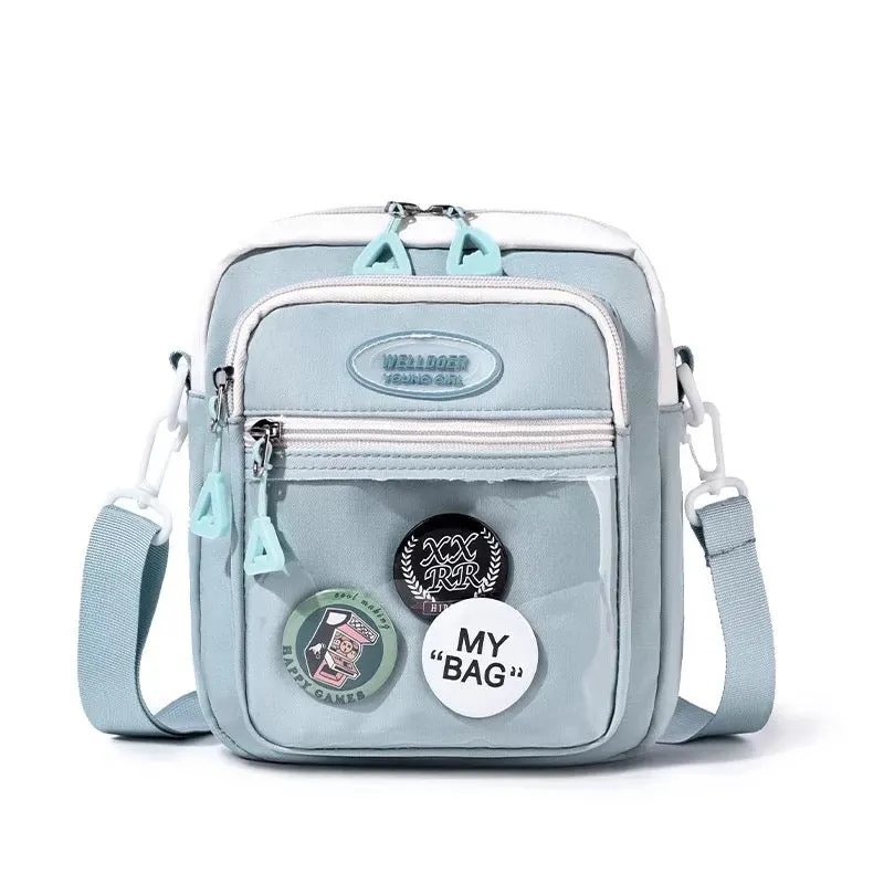 Lovely Small Simple Polyester Cross-pack Teens Girls Candy Color Casual Strap Bag